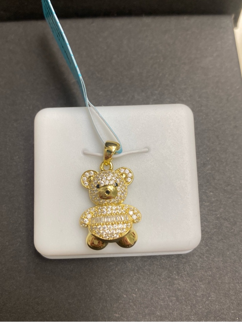 Gold Over Silver Moissanite Teddy Bear Pendant